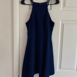 Navy fit and flare mini dress